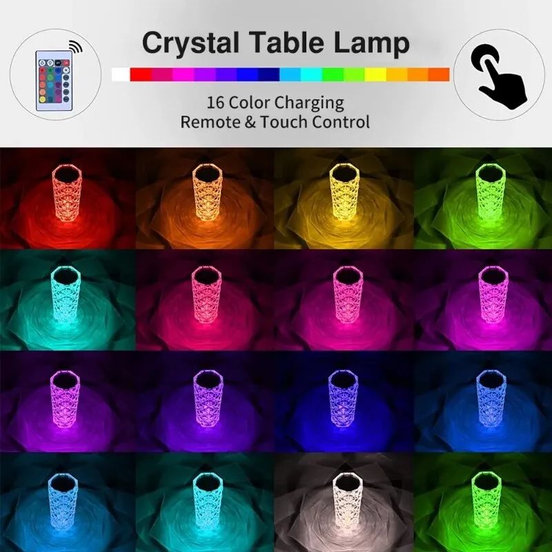 16Colors USB Rechargeable LED Crystal Lamp